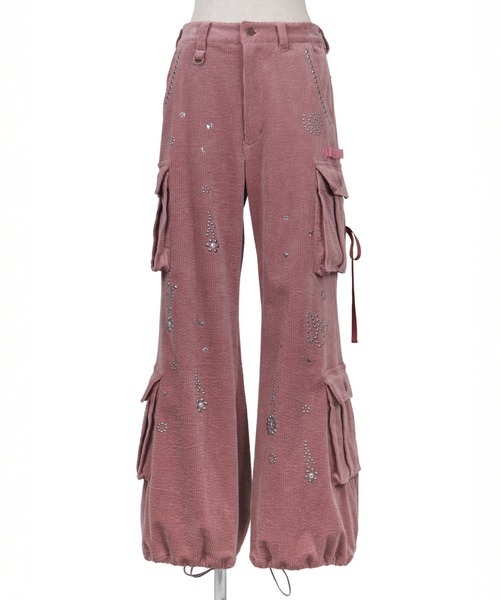 rurumu:（ルルムウ）の「rurumu:/ルルムウ/flower studs corduroy pants（その他パンツ・レディース・チャコールグレー/ブラウン/スモークピンク・M/L）」の3枚目の写真