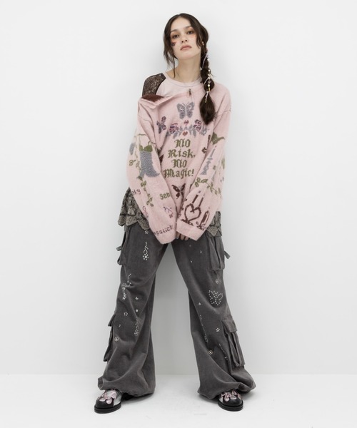 rurumu:（ルルムウ）の「rurumu:/ルルムウ/flower studs corduroy pants（その他パンツ・レディース・チャコールグレー/ブラウン/スモークピンク・M/L）」の5枚目の写真