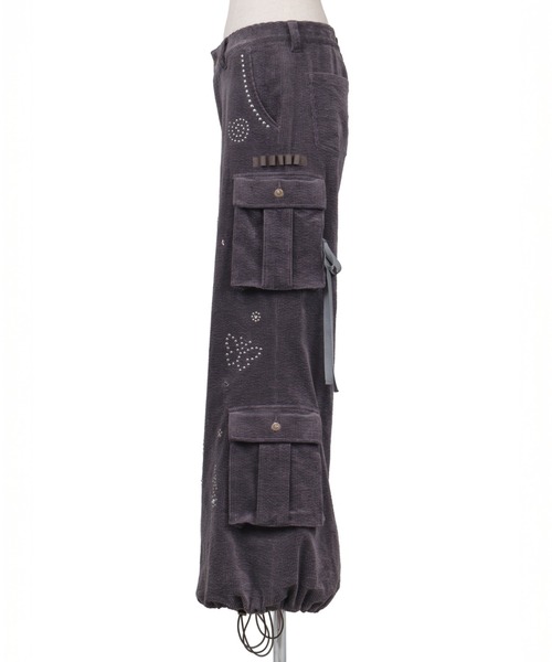 rurumu:（ルルムウ）の「rurumu:/ルルムウ/flower studs corduroy pants（その他パンツ・レディース・チャコールグレー/ブラウン/スモークピンク・M/L）」の8枚目の写真