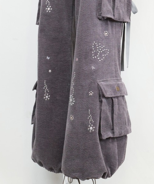 rurumu:（ルルムウ）の「rurumu:/ルルムウ/flower studs corduroy pants（その他パンツ・レディース・チャコールグレー/ブラウン/スモークピンク・M/L）」の10枚目の写真