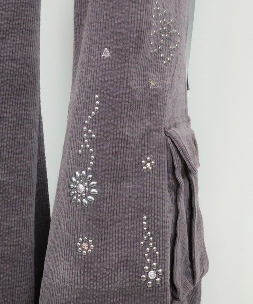 rurumu:（ルルムウ）の「rurumu:/ルルムウ/flower studs corduroy pants（その他パンツ・レディース・チャコールグレー/ブラウン/スモークピンク・M/L）」の11枚目の写真