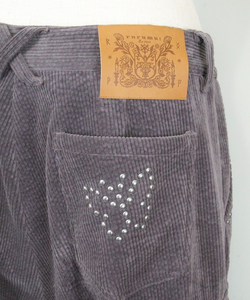 rurumu:（ルルムウ）の「rurumu:/ルルムウ/flower studs corduroy pants（その他パンツ・レディース・チャコールグレー/ブラウン/スモークピンク・M/L）」の14枚目の写真