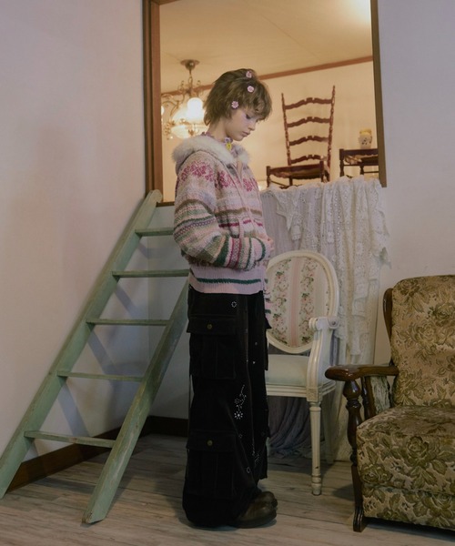 rurumu:（ルルムウ）の「rurumu:/ルルムウ/flower studs corduroy pants（その他パンツ・レディース・チャコールグレー/ブラウン/スモークピンク・M/L）」の16枚目の写真
