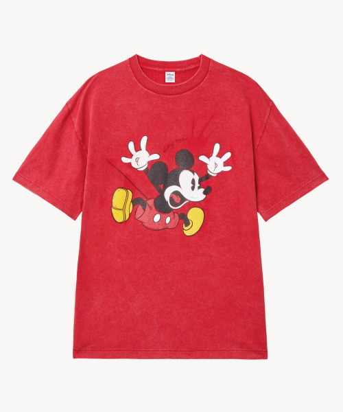 VTWO（ブイツー）の「フェイドウォッシングジャンピング_ミッキー_ Tシャツ (RED)（Tシャツ/カットソー・レディース・その他・MEDIUM/LARGE）」の2枚目の写真