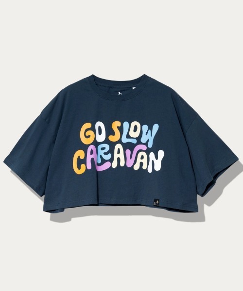 go slow caravan(ゴースローキャラバン)の「USA/C BIGショートTEE W(Tシャツ/カットソー・レディース・ネイビー/ホワイト/コーラルピンク・FREE)」の1枚目の写真