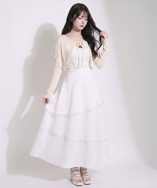 DearMyLoveRose（ディアマイラブローズ）の「ティアードシアーチェックロングスカート【大きいサイズあり】【セットアップ対応】（スカート・レディース・ブルー/ホワイト・LL～3L/L～LL/M-L）」の12枚目の写真