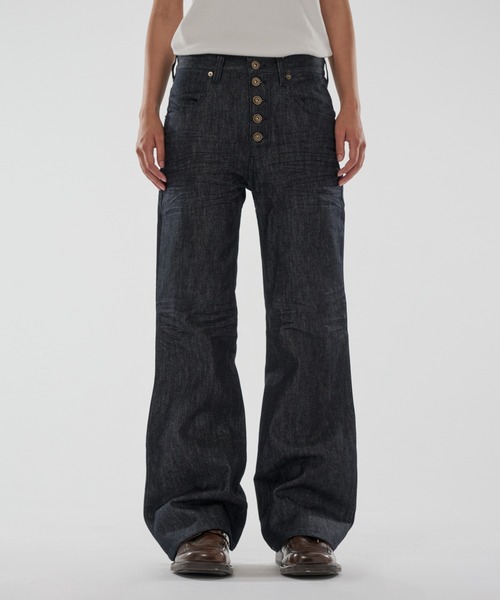 WISH FOR EVER(ウィッシュフォーエバー)の「ASSORT SEMIFLARE LINES DENIM PANTS/アソートセミフレアラインデニムパンツ(デニムパンツ・メンズ・インディゴブルー/ブラック・SMALL/MEDIUM/LARGE)」の19枚目の写真