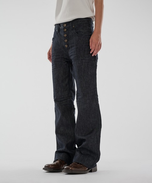 WISH FOR EVER(ウィッシュフォーエバー)の「ASSORT SEMIFLARE LINES DENIM PANTS/アソートセミフレアラインデニムパンツ(デニムパンツ・メンズ・インディゴブルー/ブラック・SMALL/MEDIUM/LARGE)」の20枚目の写真