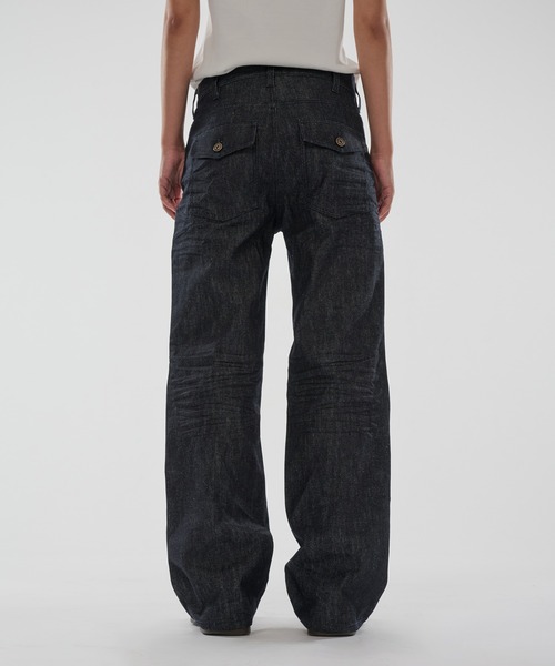 WISH FOR EVER(ウィッシュフォーエバー)の「ASSORT SEMIFLARE LINES DENIM PANTS/アソートセミフレアラインデニムパンツ(デニムパンツ・メンズ・インディゴブルー/ブラック・SMALL/MEDIUM/LARGE)」の10枚目の写真