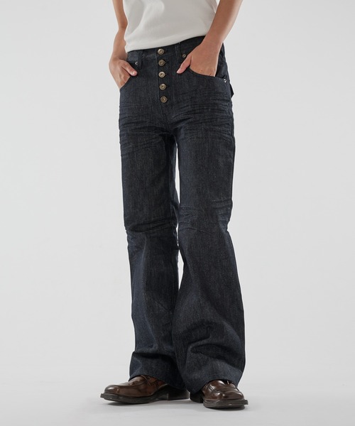 WISH FOR EVER(ウィッシュフォーエバー)の「ASSORT SEMIFLARE LINES DENIM PANTS/アソートセミフレアラインデニムパンツ(デニムパンツ・メンズ・インディゴブルー/ブラック・SMALL/MEDIUM/LARGE)」の11枚目の写真
