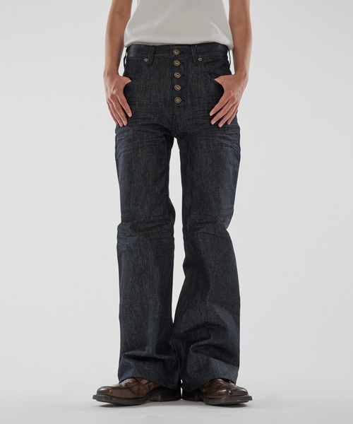 WISH FOR EVER(ウィッシュフォーエバー)の「ASSORT SEMIFLARE LINES DENIM PANTS/アソートセミフレアラインデニムパンツ(デニムパンツ・メンズ・インディゴブルー/ブラック・SMALL/MEDIUM/LARGE)」の12枚目の写真
