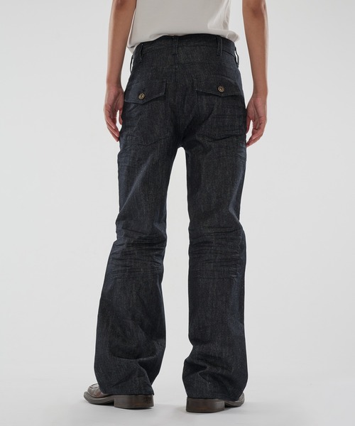 WISH FOR EVER(ウィッシュフォーエバー)の「ASSORT SEMIFLARE LINES DENIM PANTS/アソートセミフレアラインデニムパンツ(デニムパンツ・メンズ・インディゴブルー/ブラック・SMALL/MEDIUM/LARGE)」の13枚目の写真