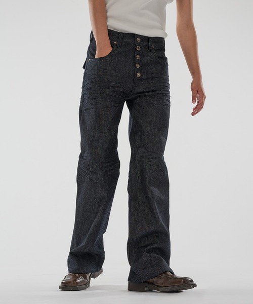 WISH FOR EVER(ウィッシュフォーエバー)の「ASSORT SEMIFLARE LINES DENIM PANTS/アソートセミフレアラインデニムパンツ(デニムパンツ・メンズ・インディゴブルー/ブラック・SMALL/MEDIUM/LARGE)」の14枚目の写真