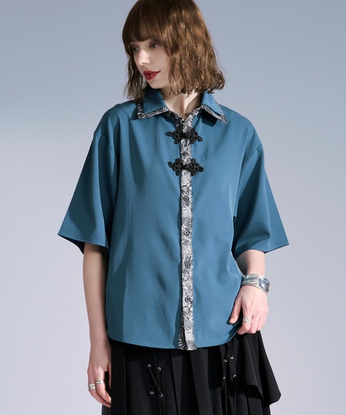 Ellno Loset(エルノロゼット)の「ジャガードレイヤードクレリックチャイナシャツ(シャツ/ブラウス・メンズ・ブラック/ダークグリーン/オフホワイト・LARGE/MEDIUM/SMALL)」の17枚目の写真
