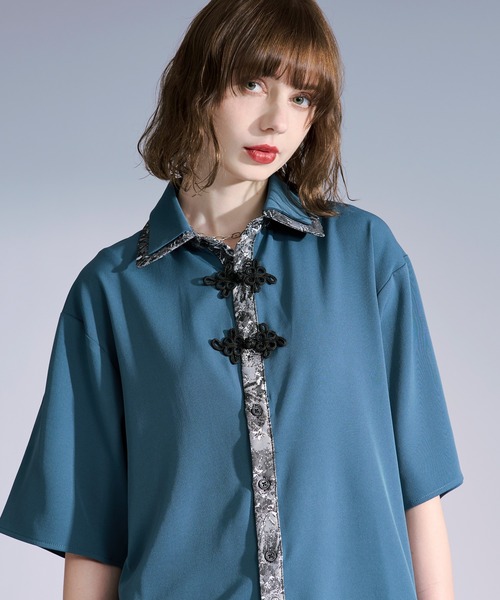 Ellno Loset(エルノロゼット)の「ジャガードレイヤードクレリックチャイナシャツ(シャツ/ブラウス・メンズ・ブラック/ダークグリーン/オフホワイト・LARGE/MEDIUM/SMALL)」の15枚目の写真