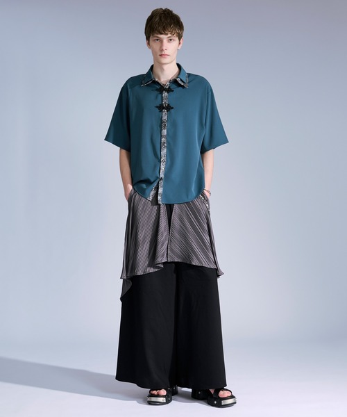 Ellno Loset(エルノロゼット)の「ジャガードレイヤードクレリックチャイナシャツ(シャツ/ブラウス・メンズ・ブラック/ダークグリーン/オフホワイト・LARGE/MEDIUM/SMALL)」の10枚目の写真