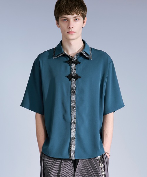 Ellno Loset(エルノロゼット)の「ジャガードレイヤードクレリックチャイナシャツ(シャツ/ブラウス・メンズ・ブラック/ダークグリーン/オフホワイト・LARGE/MEDIUM/SMALL)」の22枚目の写真