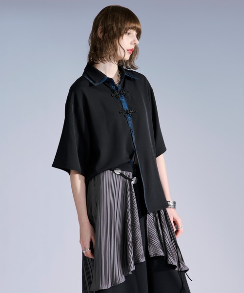 Ellno Loset(エルノロゼット)の「ジャガードレイヤードクレリックチャイナシャツ(シャツ/ブラウス・メンズ・ブラック/ダークグリーン/オフホワイト・LARGE/MEDIUM/SMALL)」の7枚目の写真