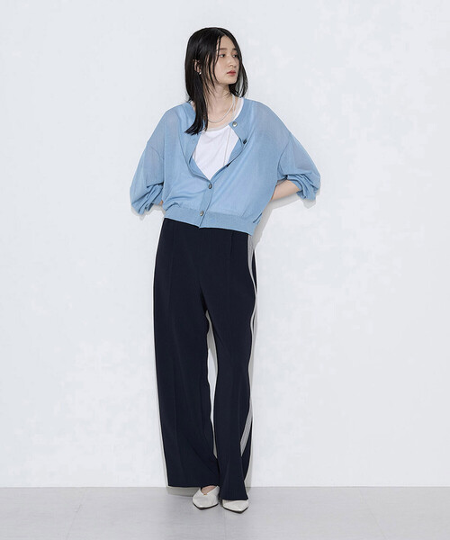 COMME CA Wardrobe(コムサワードローブ)の「14G天竺編 ニットカーディガン(カーディガン/ボレロ・レディース・ブルー/ピンク・FREE)」の8枚目の写真