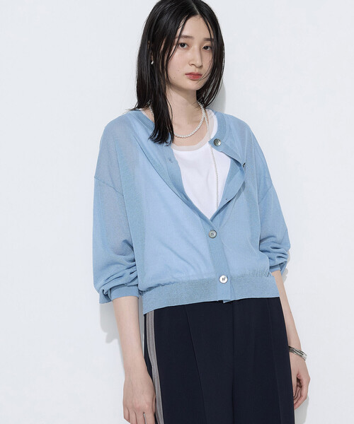 COMME CA Wardrobe(コムサワードローブ)の「14G天竺編 ニットカーディガン(カーディガン/ボレロ・レディース・ブルー/ピンク・FREE)」の9枚目の写真