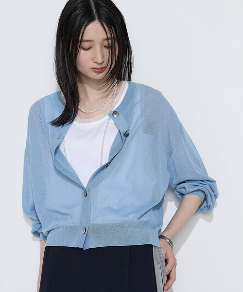 COMME CA Wardrobe(コムサワードローブ)の「14G天竺編 ニットカーディガン(カーディガン/ボレロ・レディース・ブルー/ピンク・FREE)」の10枚目の写真