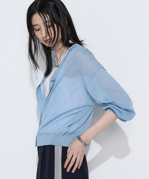 COMME CA Wardrobe(コムサワードローブ)の「14G天竺編 ニットカーディガン(カーディガン/ボレロ・レディース・ブルー/ピンク・FREE)」の11枚目の写真