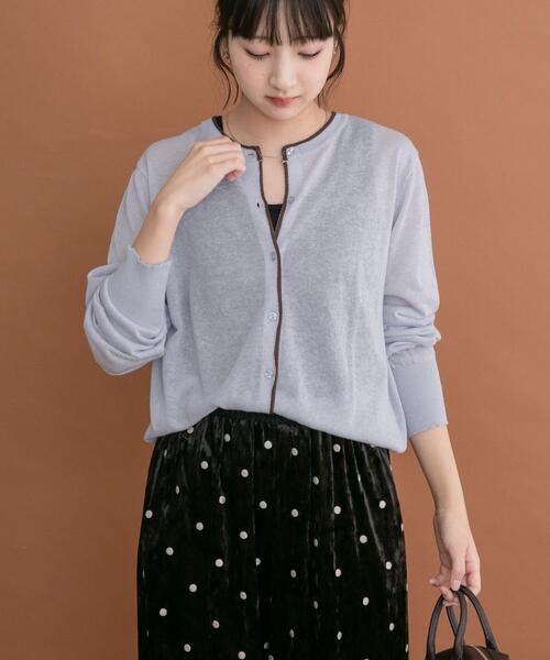 ITEMS URBANRESEARCH(アイテムズ アーバンリサーチ)の「リネン混ラインニットカーディガン(カーディガン/ボレロ・レディース・ブラウン/ライトブルー/ホワイト・FREE)」の3枚目の写真