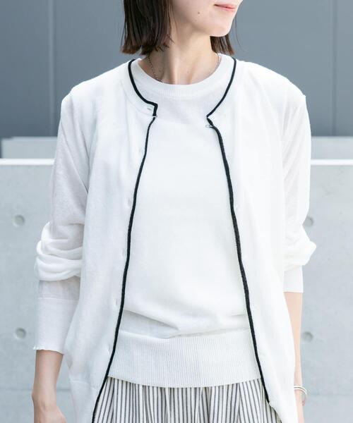 ITEMS URBANRESEARCH(アイテムズ アーバンリサーチ)の「リネン混ラインニットカーディガン(カーディガン/ボレロ・レディース・ブラウン/ライトブルー/ホワイト・FREE)」の22枚目の写真