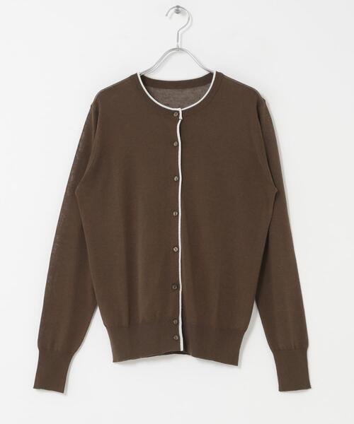 ITEMS URBANRESEARCH(アイテムズ アーバンリサーチ)の「リネン混ラインニットカーディガン(カーディガン/ボレロ・レディース・ブラウン/ライトブルー/ホワイト・FREE)」の5枚目の写真