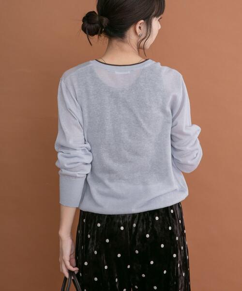 ITEMS URBANRESEARCH(アイテムズ アーバンリサーチ)の「リネン混ラインニットカーディガン(カーディガン/ボレロ・レディース・ブラウン/ライトブルー/ホワイト・FREE)」の8枚目の写真