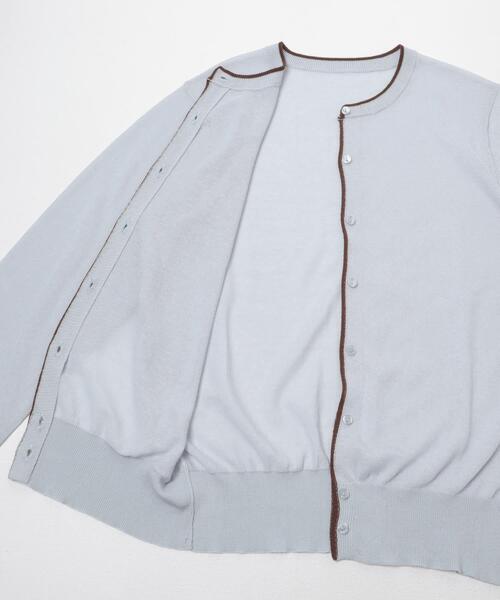 ITEMS URBANRESEARCH(アイテムズ アーバンリサーチ)の「リネン混ラインニットカーディガン(カーディガン/ボレロ・レディース・ブラウン/ライトブルー/ホワイト・FREE)」の15枚目の写真