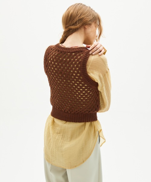 full/fill.(フルフィル)の「mesh knit tank / メッシュニットタンク(ニット/セーター・レディース・ブラウン/ホワイト・FREE)」の16枚目の写真