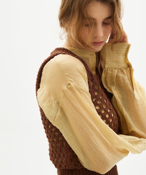full/fill.(フルフィル)の「mesh knit tank / メッシュニットタンク(ニット/セーター・レディース・ブラウン/ホワイト・FREE)」の18枚目の写真