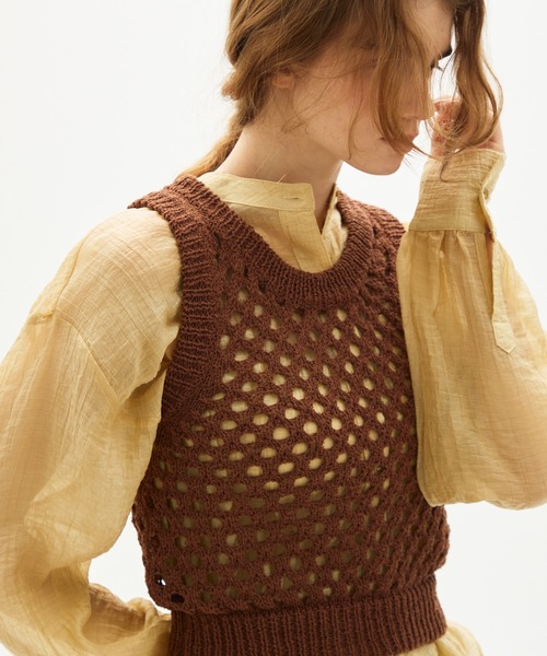 full/fill.(フルフィル)の「mesh knit tank / メッシュニットタンク(ニット/セーター・レディース・ブラウン/ホワイト・FREE)」の17枚目の写真