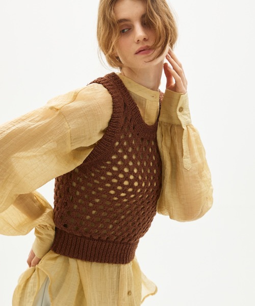 full/fill.(フルフィル)の「mesh knit tank / メッシュニットタンク(ニット/セーター・レディース・ブラウン/ホワイト・FREE)」の14枚目の写真