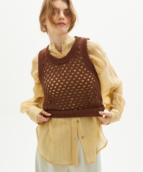 full/fill.(フルフィル)の「mesh knit tank / メッシュニットタンク(ニット/セーター・レディース・ブラウン/ホワイト・FREE)」の12枚目の写真