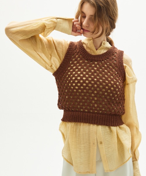 full/fill.(フルフィル)の「mesh knit tank / メッシュニットタンク(ニット/セーター・レディース・ブラウン/ホワイト・FREE)」の13枚目の写真
