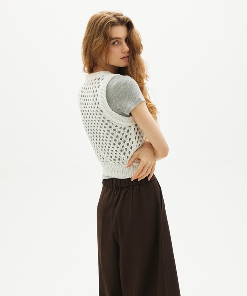 full/fill.(フルフィル)の「mesh knit tank / メッシュニットタンク(ニット/セーター・レディース・ブラウン/ホワイト・FREE)」の6枚目の写真