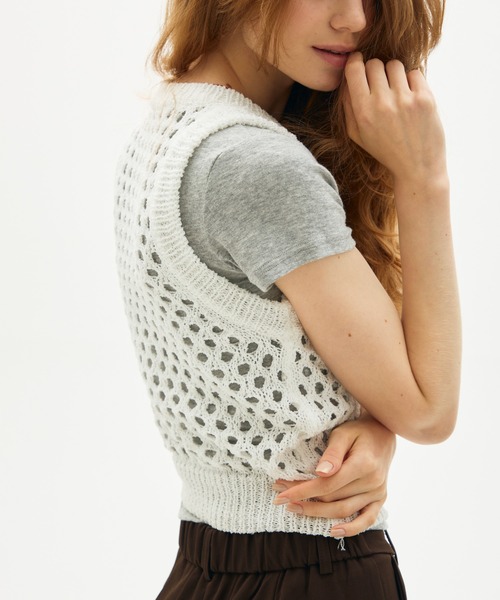 full/fill.(フルフィル)の「mesh knit tank / メッシュニットタンク(ニット/セーター・レディース・ブラウン/ホワイト・FREE)」の4枚目の写真