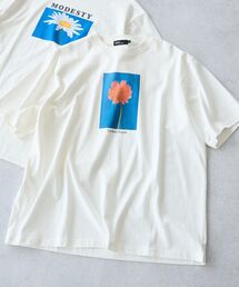 フラワープリントグラフィックTシャツ
