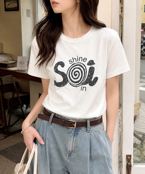 Soi(clothing)(ソイ クロージング)の「【Soi】スパイラルヴィンテージライクくすみプリントロゴTシャツ(Tシャツ/カットソー・レディース・ブラック/イエロー/ホワイト・MEDIUM/SMALL/LARGE)」の10枚目の写真