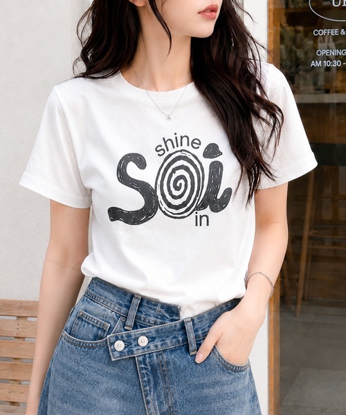 Soi(clothing)(ソイ クロージング)の「【Soi】スパイラルヴィンテージライクくすみプリントロゴTシャツ(Tシャツ/カットソー・レディース・ブラック/イエロー/ホワイト・MEDIUM/SMALL/LARGE)」の12枚目の写真