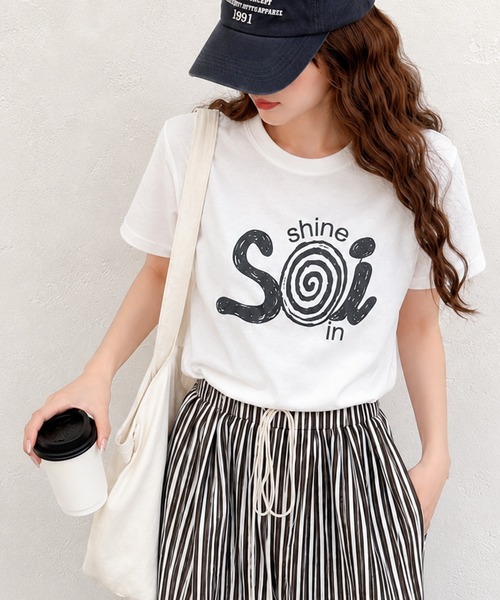 Soi(clothing)(ソイ クロージング)の「【Soi】スパイラルヴィンテージライクくすみプリントロゴTシャツ(Tシャツ/カットソー・レディース・ブラック/イエロー/ホワイト・MEDIUM/SMALL/LARGE)」の13枚目の写真
