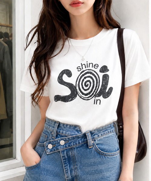 Soi(clothing)(ソイ クロージング)の「【Soi】スパイラルヴィンテージライクくすみプリントロゴTシャツ(Tシャツ/カットソー・レディース・ブラック/イエロー/ホワイト・MEDIUM/SMALL/LARGE)」の20枚目の写真