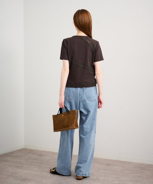 U by SPICK&SPAN(ユーバイスピックアンドスパン)の「レーステープカットトップス(Tシャツ/カットソー・レディース・ホワイト/ブラウン・FREE)」の19枚目の写真