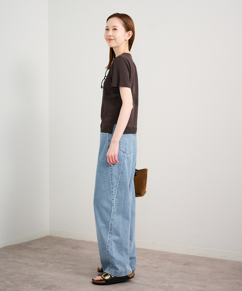 U by SPICK&SPAN(ユーバイスピックアンドスパン)の「レーステープカットトップス(Tシャツ/カットソー・レディース・ホワイト/ブラウン・FREE)」の18枚目の写真