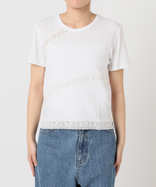 U by SPICK&SPAN(ユーバイスピックアンドスパン)の「レーステープカットトップス(Tシャツ/カットソー・レディース・ホワイト/ブラウン・FREE)」の11枚目の写真