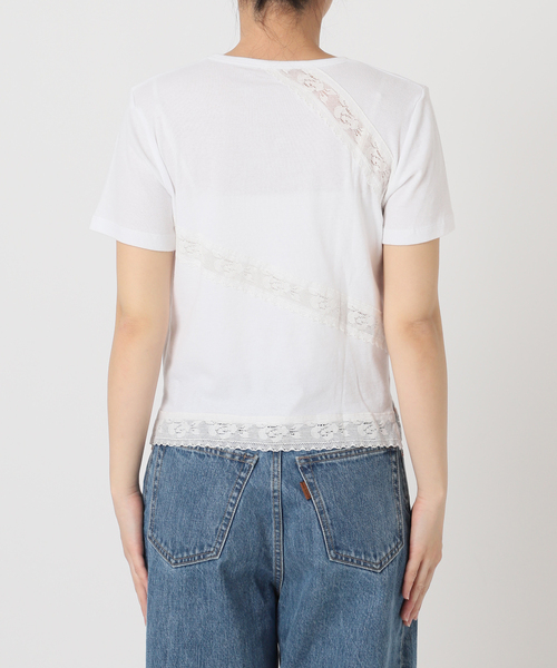 U by SPICK&SPAN(ユーバイスピックアンドスパン)の「レーステープカットトップス(Tシャツ/カットソー・レディース・ホワイト/ブラウン・FREE)」の9枚目の写真