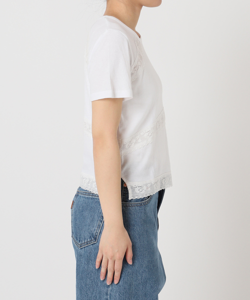 U by SPICK&SPAN(ユーバイスピックアンドスパン)の「レーステープカットトップス(Tシャツ/カットソー・レディース・ホワイト/ブラウン・FREE)」の8枚目の写真