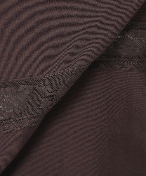 U by SPICK&SPAN(ユーバイスピックアンドスパン)の「レーステープカットトップス(Tシャツ/カットソー・レディース・ホワイト/ブラウン・FREE)」の3枚目の写真